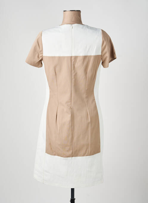 Robe mi-longue imprimé fantaisie manches courtes beige JUMFIL femme