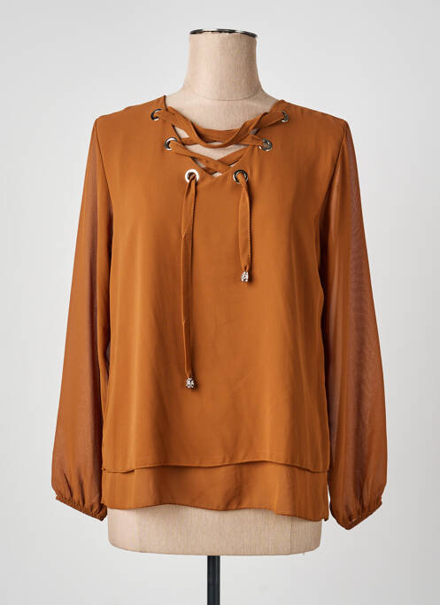Blouse manches longues manches longues marron QUATTRO femme