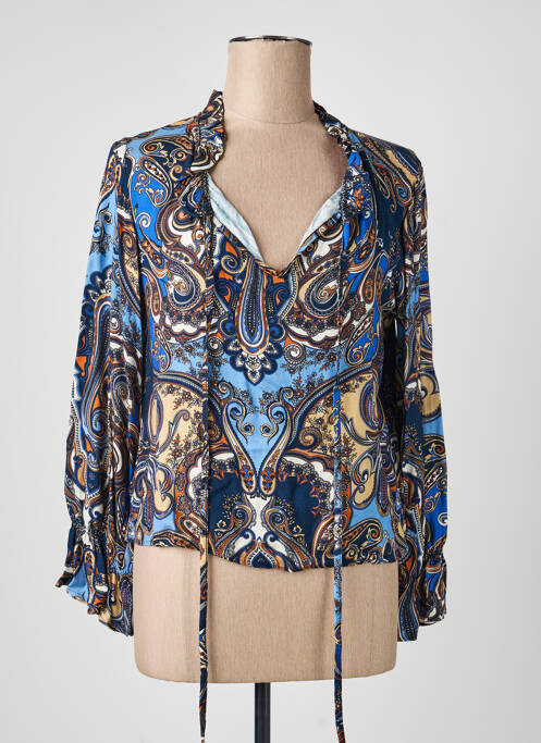 Blouse imprimé fantaisie manches longues bleu QUATTRO femme