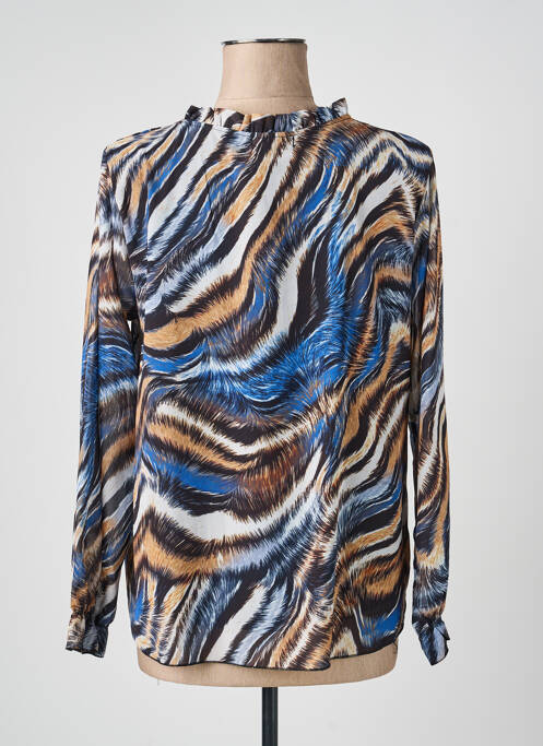 Blouse imprimé fantaisie manches longues bleu QUATTRO femme
