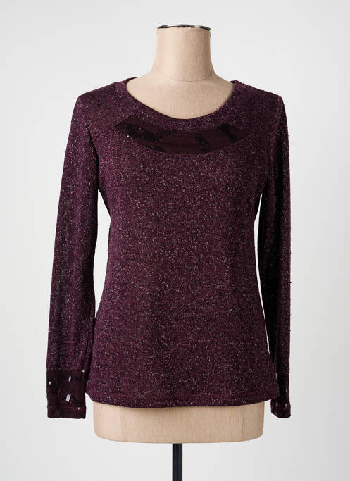 Pull coupe droite manches longues violet QUATTRO femme