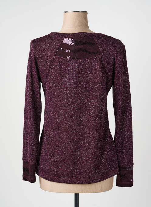 Pull coupe droite manches longues violet QUATTRO femme