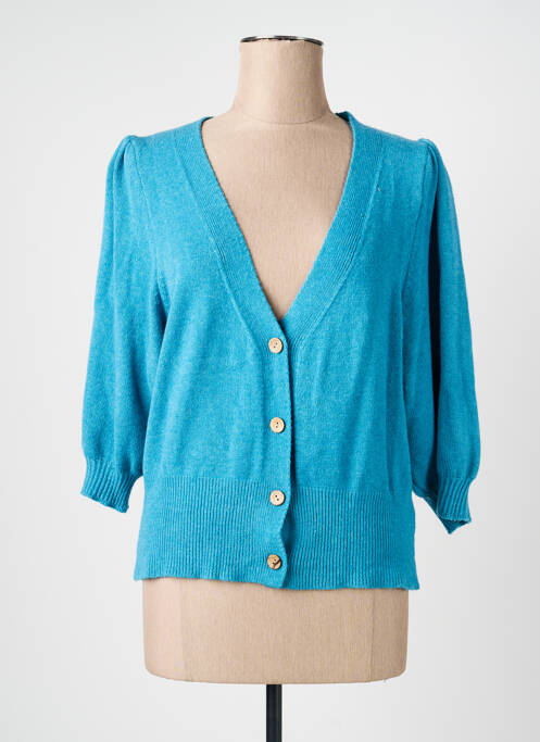 Gilet manches longues manches 3/4 bleu QUATTRO femme