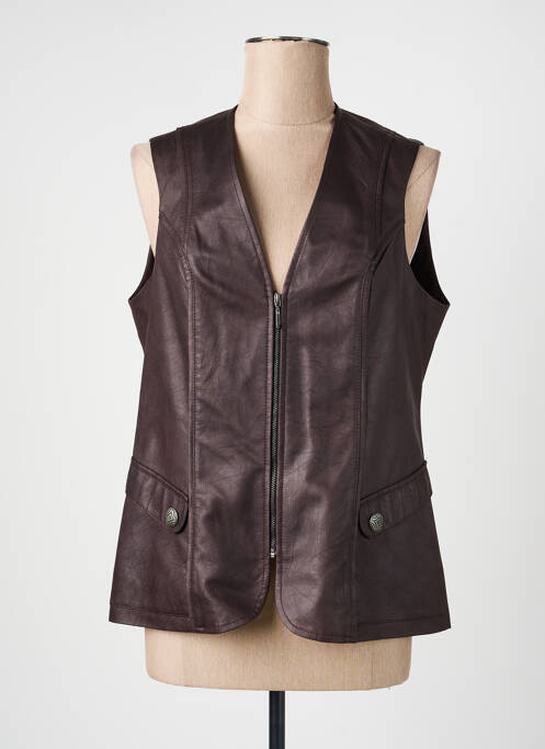 Veste simili cuir poches marron JUMFIL femme