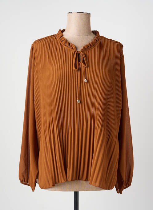 Blouse col rond manches longues marron QUATTRO femme