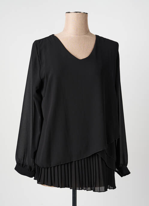 Blouse col rond manches longues noir QUATTRO femme
