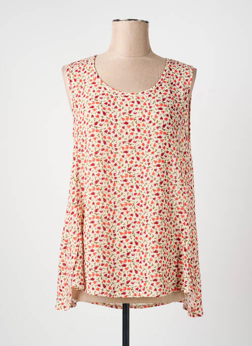 Top imprimé fantaisie sans manche beige G!OZE femme