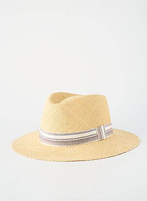 Chapeau imprimé rayures beige PANAMA homme