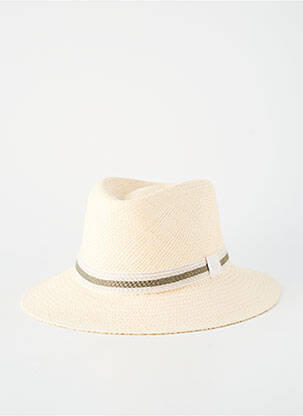 Chapeau imprimé rayures beige PANAMA homme