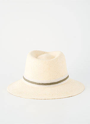 Chapeau imprimé rayures beige PANAMA homme