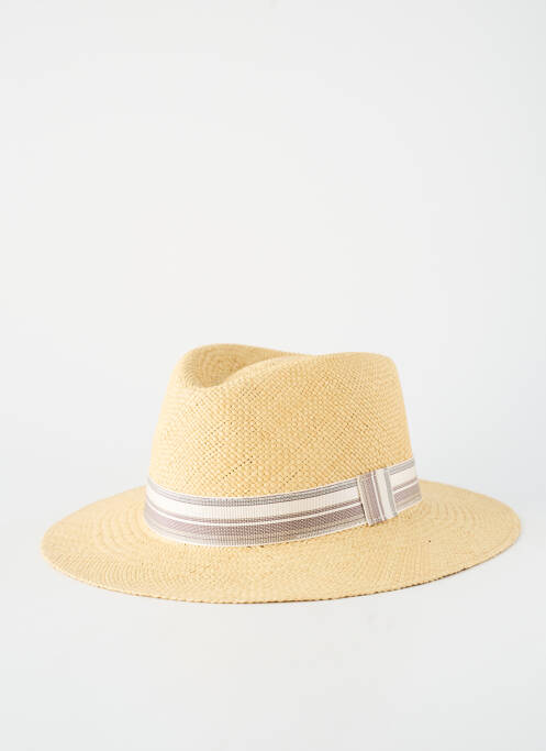 Chapeau imprimé rayures beige PANAMA homme