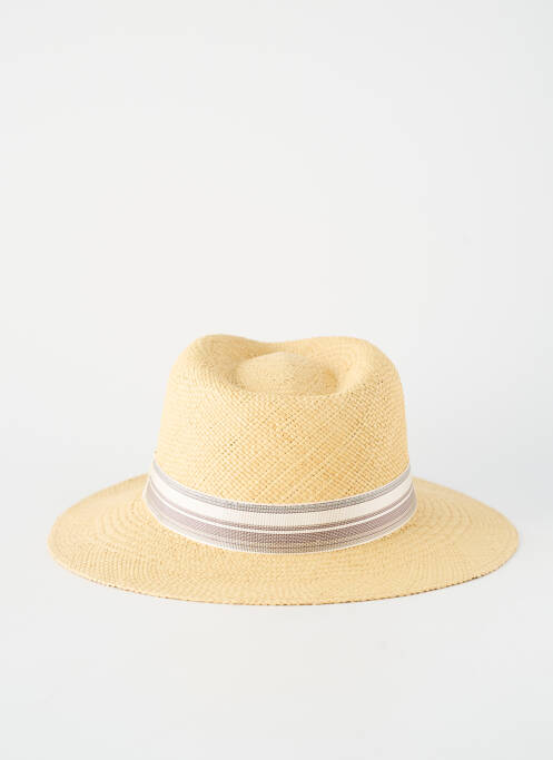 Chapeau imprimé rayures beige PANAMA homme