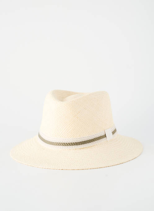 Chapeau imprimé rayures beige PANAMA homme