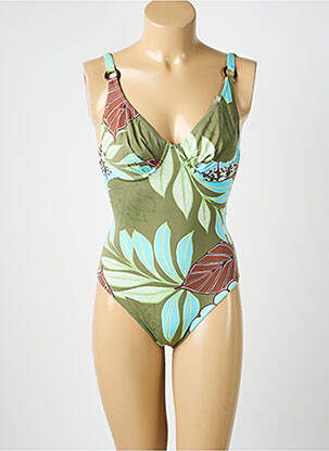 Maillot de bain 1 pièce imprimé fantaisie haut soutien-gorge emboitant vert REGLISSE femme