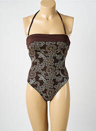 Maillot de bain 1 pièce imprimé fantaisie haut bandeau marron REGLISSE femme