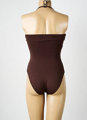 Maillot de bain 1 pièce imprimé fantaisie haut bandeau marron REGLISSE femme