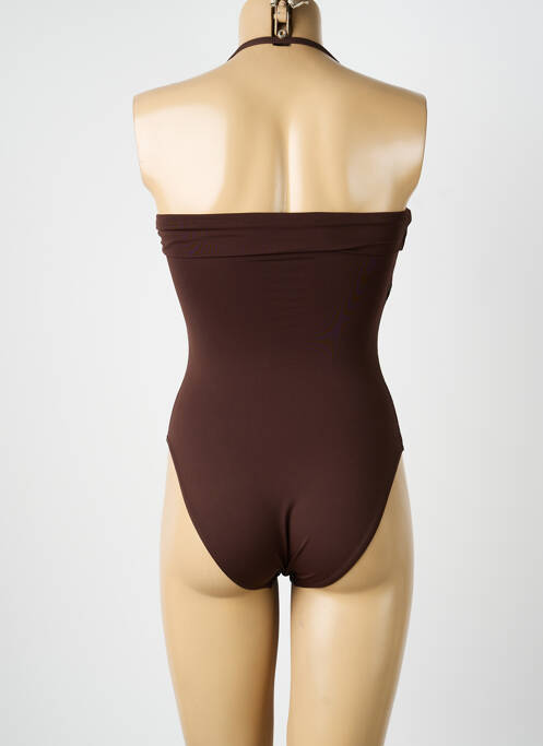 Maillot de bain 1 pièce imprimé fantaisie haut bandeau marron REGLISSE femme
