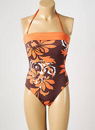 Maillot de bain 1 pièce bretelles élastiquées amovibles haut bandeau orange REGLISSE femme