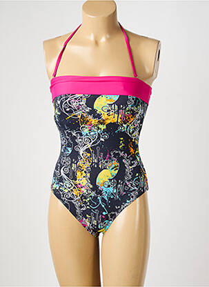 Maillot de bain 1 pièce imprimé fantaisie haut soutien-gorge avec mousse de rembourrage amovible gris REGLISSE femme