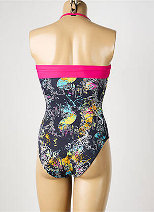 Maillot de bain 1 pièce imprimé fantaisie haut soutien-gorge avec mousse de rembourrage amovible gris REGLISSE femme