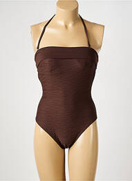 Maillot de bain 1 pièce bretelles élastiquées amovibles haut soutien-gorge avec mousse de rembourrage amovible marron REGLISSE femme