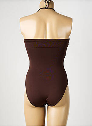 Maillot de bain 1 pièce bretelles élastiquées amovibles haut soutien-gorge avec mousse de rembourrage amovible marron REGLISSE femme