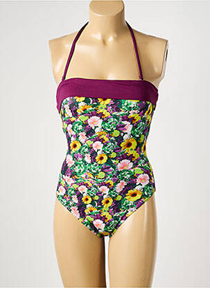 Maillot de bain 1 pièce bretelles élastiquées amovibles haut soutien-gorge avec mousse de rembourrage amovible violet REGLISSE femme
