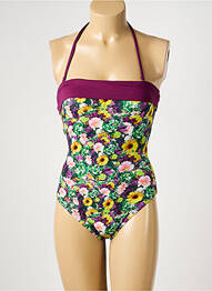 Maillot de bain 1 pièce bretelles élastiquées amovibles haut soutien-gorge avec mousse de rembourrage amovible violet REGLISSE femme