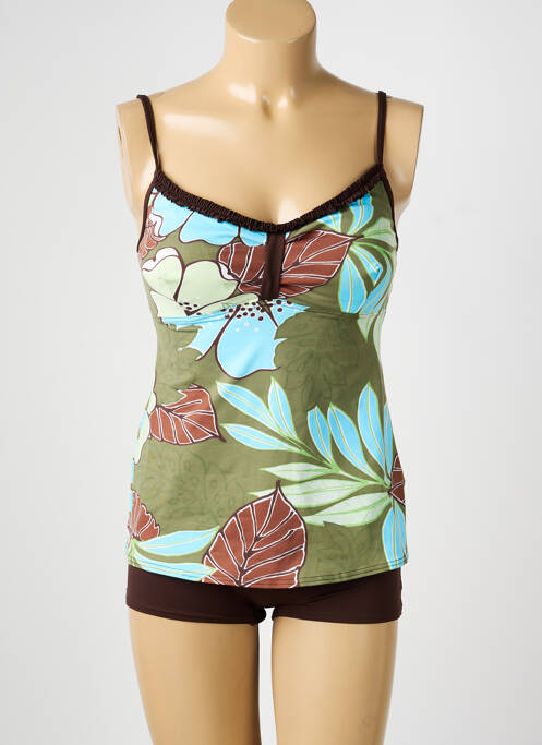 Tankini imprimé fleurs marron REGLISSE femme
