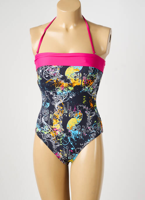 Maillot de bain 1 pièce imprimé fantaisie haut soutien-gorge avec mousse de rembourrage amovible gris REGLISSE femme
