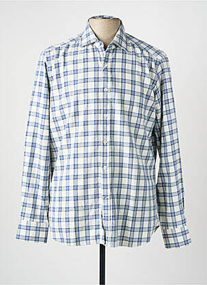 Chemise manches longues imprimé carreaux bleu BAGUTTA homme