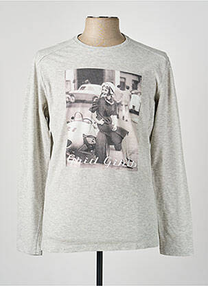 T-shirt tissage chiné manches longues gris 8JS homme