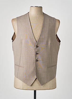 Gilet sans manche tissage chiné marron CONFEZIONI LERARIO homme