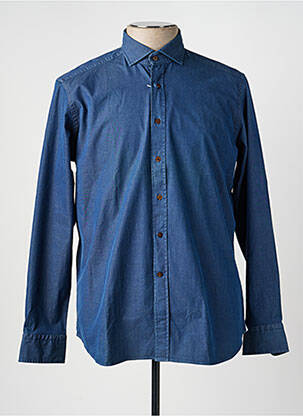 Chemise manches longues coupe cintrée bleu BAGUTTA homme