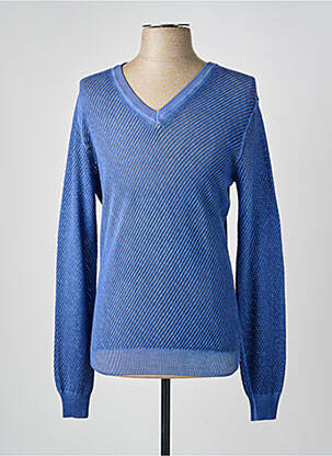 Pull col v manches longues bleu DIRK BIKKEMBERGS homme