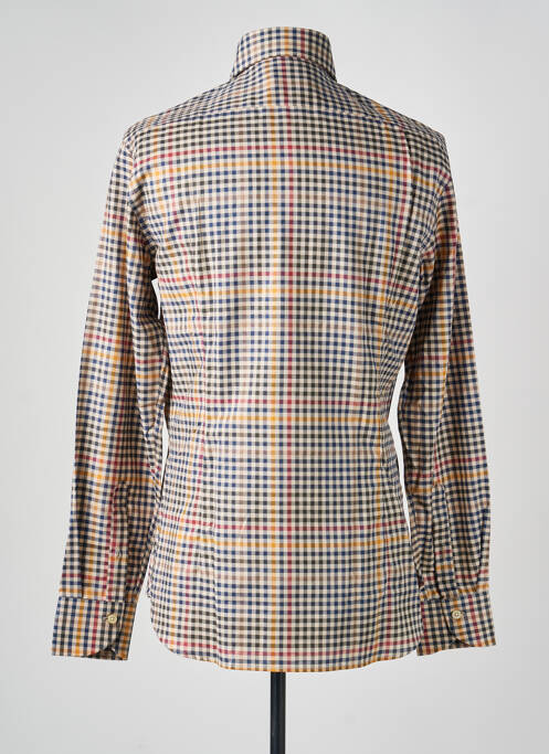 Chemise manches longues imprimé carreaux bleu CALIBAN homme