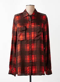 Chemisier coupe droite manches longues rouge MASON'S femme