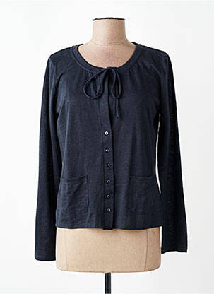 Gilet manches longues stretch bleu MAJESTIC FILATURES femme