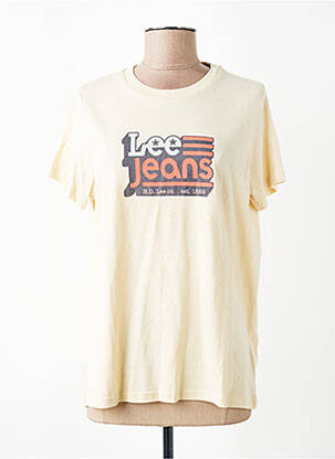 T-shirt sérigraphie floquée manches courtes beige LEE COOPER femme