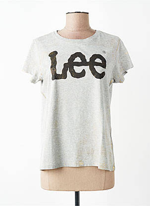 T-shirt sérigraphie floquée manches courtes gris LEE femme