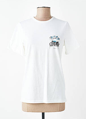 T-shirt sérigraphie floquée manches courtes blanc FRUIT OF THE LOOM femme