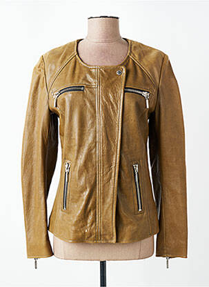 Veste en cuir coupe cintrée marron ROSE GARDEN femme