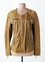 Veste en cuir coupe cintrée marron ROSE GARDEN femme