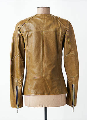 Veste en cuir coupe cintrée marron ROSE GARDEN femme