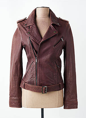 Veste en cuir coupe cintrée violet ROSE GARDEN femme