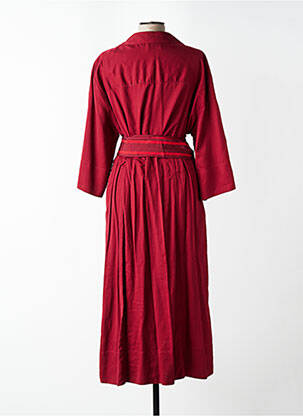 Robe longue tissage popeline manches longues rouge BAGUTTA femme