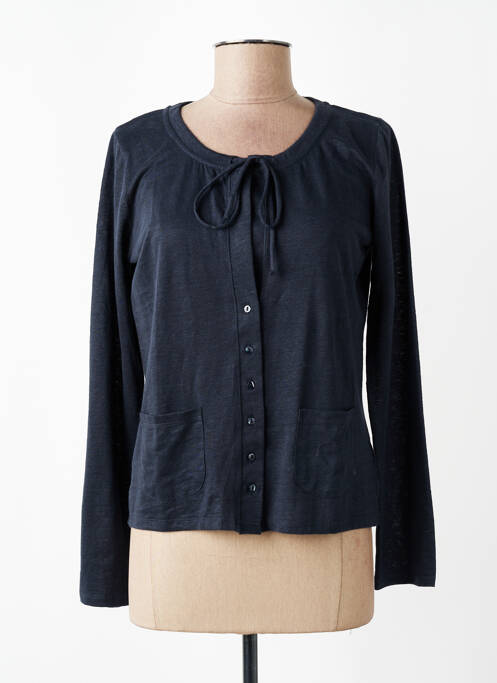 Gilet manches longues stretch bleu MAJESTIC FILATURES femme