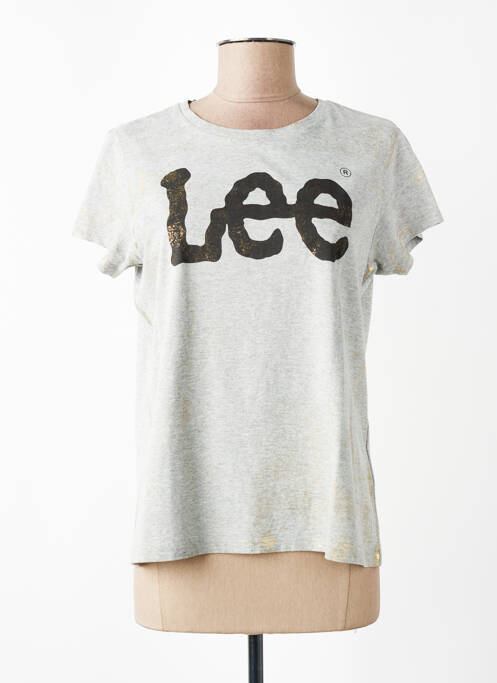 T-shirt sérigraphie floquée manches courtes gris LEE femme