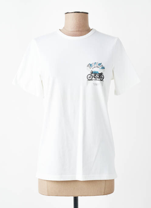 T-shirt sérigraphie floquée manches courtes blanc FRUIT OF THE LOOM femme
