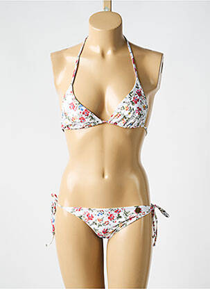 Maillot de bain 2 pièces stretch haut triangles blanc NAPAPIJRI femme